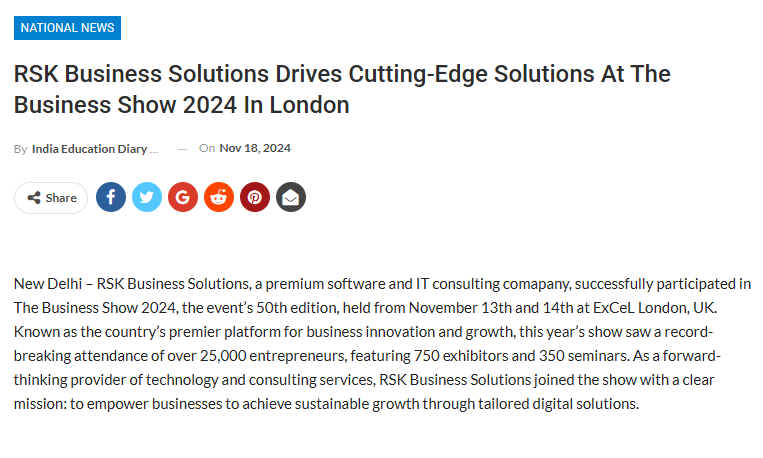 RSK Business Solutions Drives Cutting-Edge Solutions at The Business Show 2024 in London